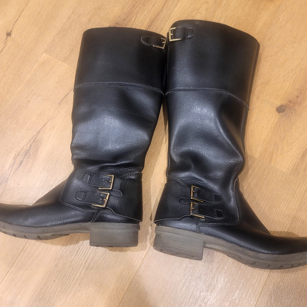 Clarks Black Winter Rain Boots with Buckle Detail